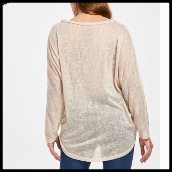 Dolman Sleeve High Low Apricot Tunic Large - Picture 2 of 5